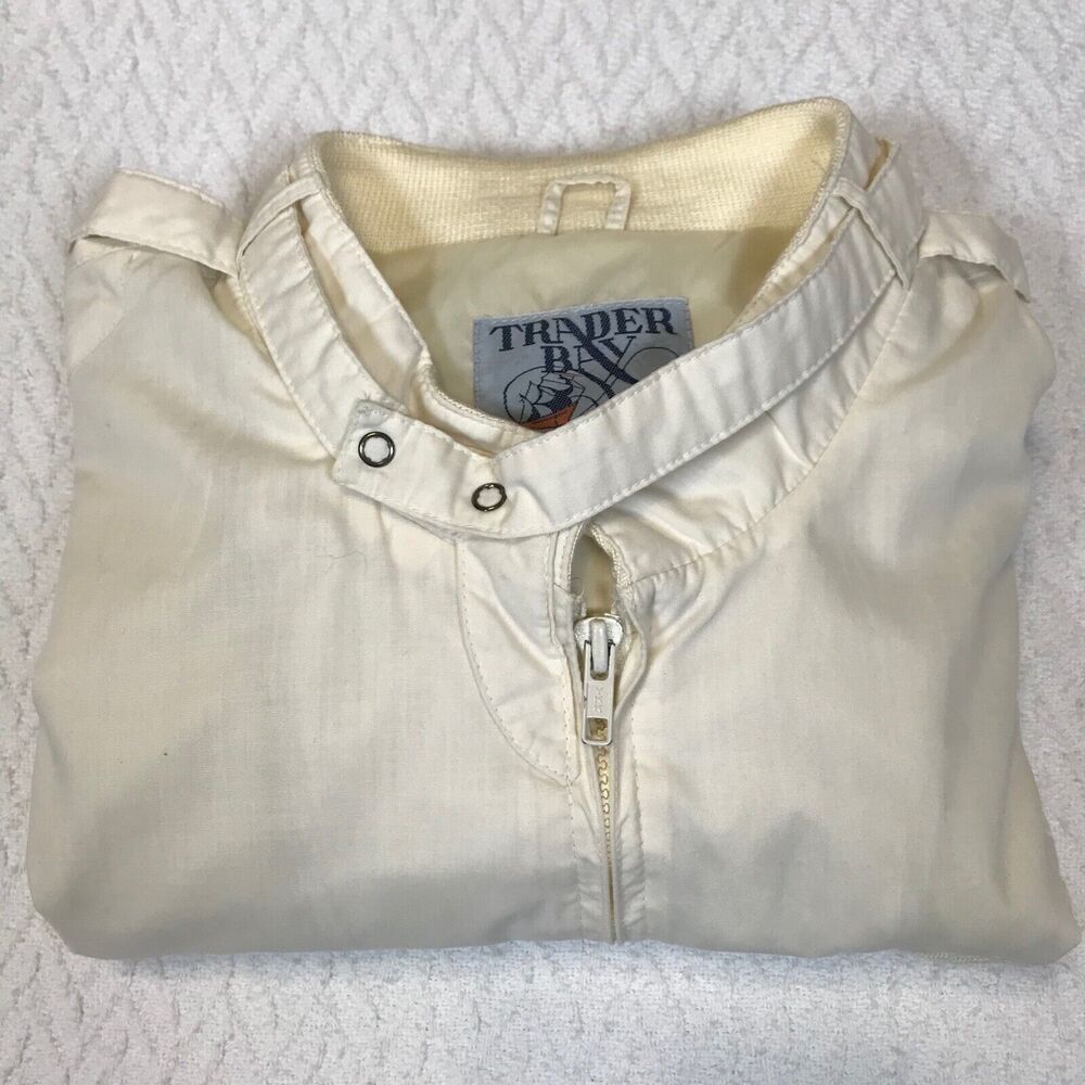 Trader Bay Mens Size Large Bomber Jacket White Po… - image 2